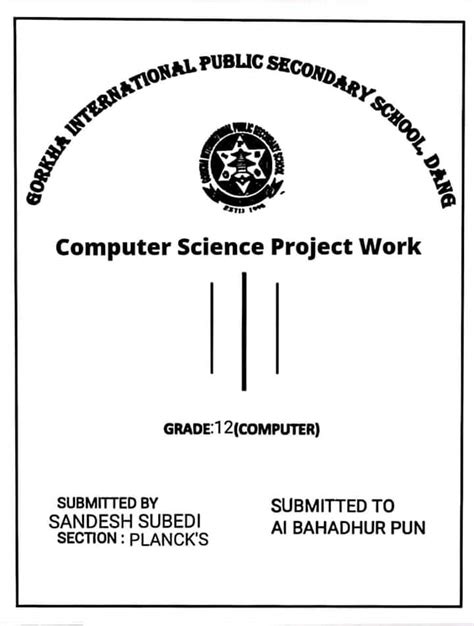 Image result for Computer Science Class 12 Project Work