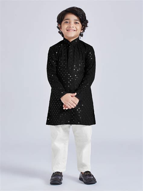 Boy's' Black Kurta And Pyjama Set – vastramay