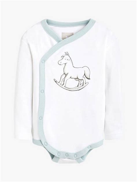 The Little Tailor Baby Rocking Horse Print Long Sleeve Bodysuit, Pack of 2