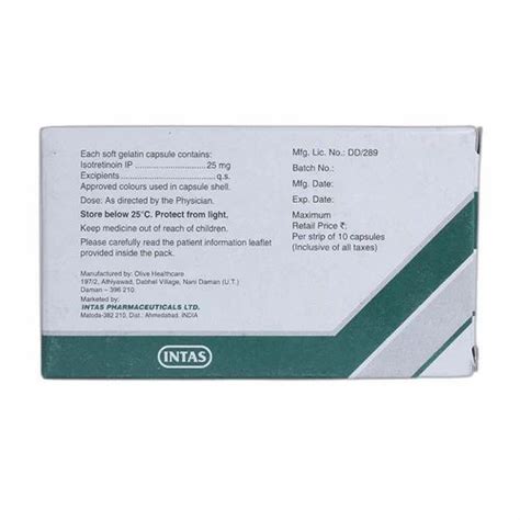 Skin Care Medicines - Isotretinoin 20 Mg Capsules 100% Export Oriented ...