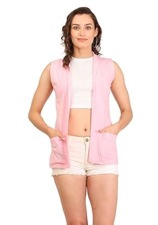 Buy MARVKIT Women's Sleeveless Pocket Shrug Cotton Blend, Casual and ...