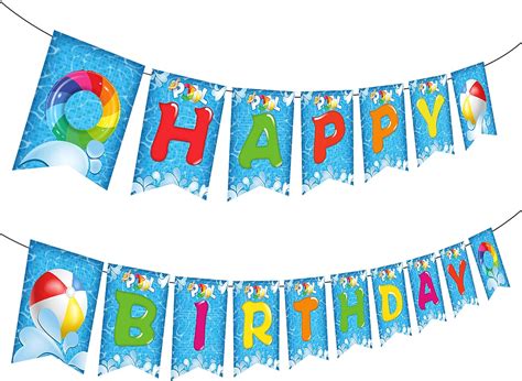Amazon.com: Happy Storm Pool Party Birthday Banner Decorations Happy ...