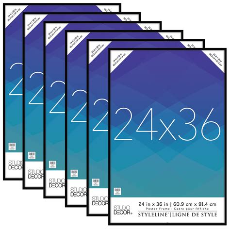 Studio Decor Plastic Poster Frame 24x36 inches Black Bulk 6 Pack with ...
