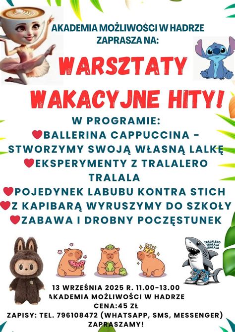 Warsztaty Wakacyjne Hity!, ul.Szkolna 29, Hadra, Czestochowa, 13 ...