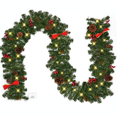 Dolicer Christmas Decoration, 8.86FT Pre-lit Christmas Garlands for ...