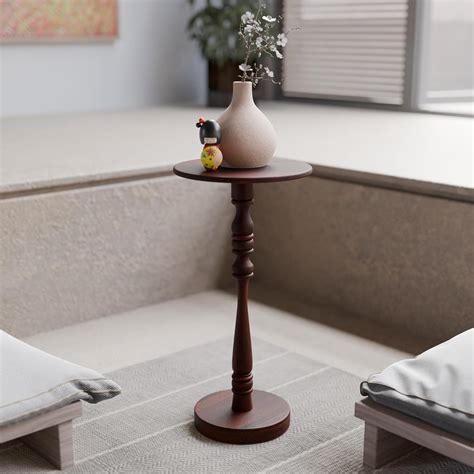 Amazon.com: Relso Stambha Solid Wood Drink Table – 24" Tall Round ...