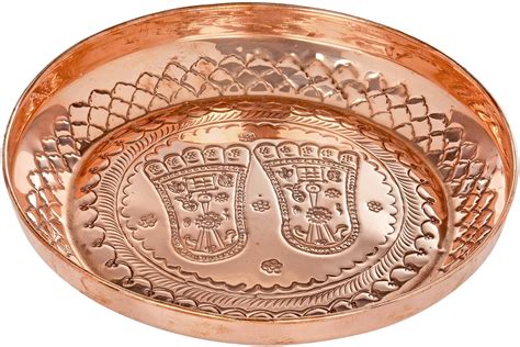 Exotic India Copper Puja Thali with Vishnu Padam - Copper : Amazon.in ...