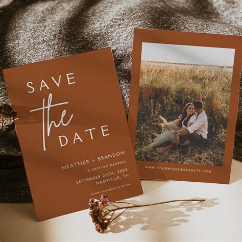 Terracotta Rust Photo Save the Dates Invitations | Zazzle | Save the ...