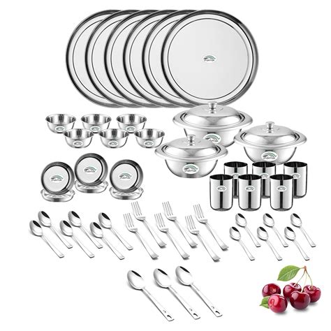 Chakmak Dinner Set Steel | 51 Pcs | Kitchen Set for Home, Stainless ...