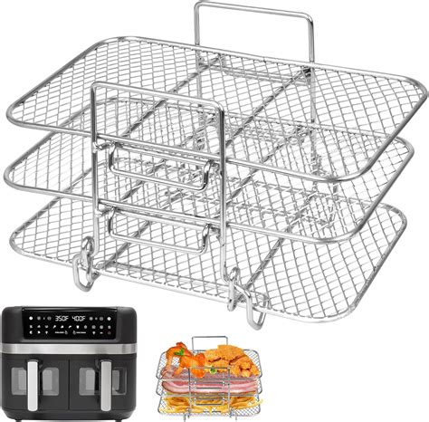 Air Fryer Rack, 3 Layer Stainless Steel Cooking Racks, Rectangle Air ...