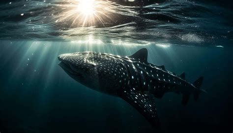 Download Majestic Whale Shark Swimming In Deep Blue Sea Wallpaper ...