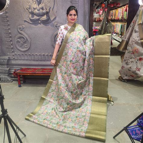 Bright grey digital printed kota saree – DEEPTHI GANESH ENTERPRISES