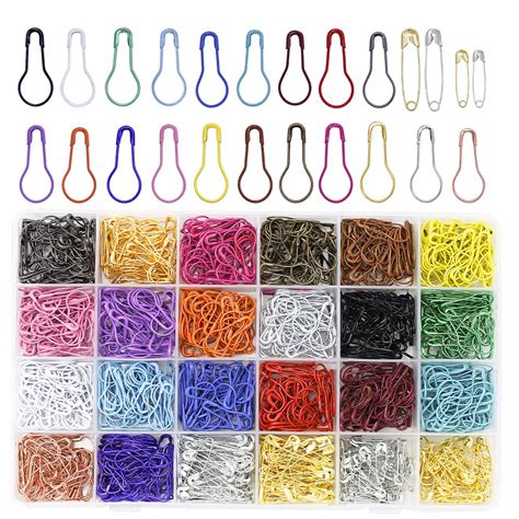 1200 Pcs 22 Colors Metal Safety Pins,Bulb Gourd Pins Pear Shaped Pins ...