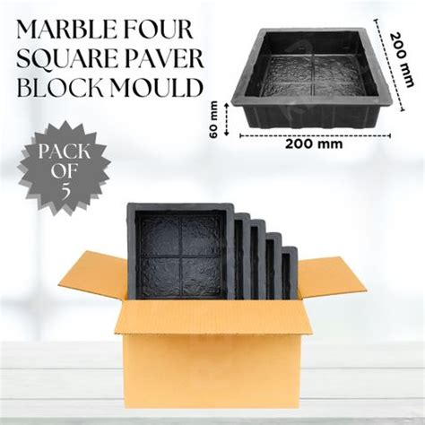 Reyal Black 8" X 8" FOUR SQUARE Paver Block (60mm) (Pack of 5) Column ...