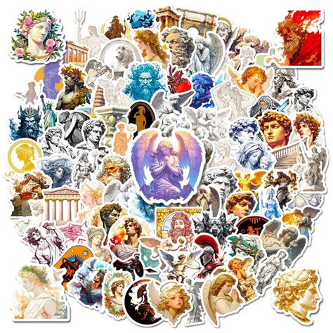 100Pcs Art Stickers Bulk, Aesthetic Ancient Greek Mythological Statues ...