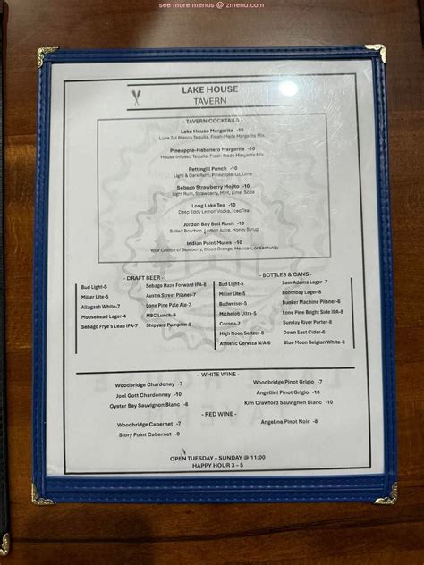 Online Menu of Lake House Tavern Restaurant, Windham, Maine, 04062 - Zmenu