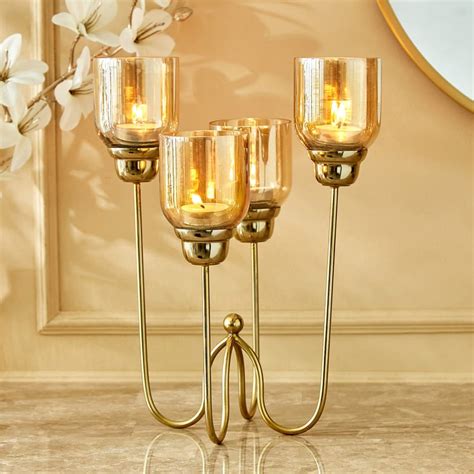 Buy Selena Accord Albus Glass and Metal Multi T-Light Holder from Home ...