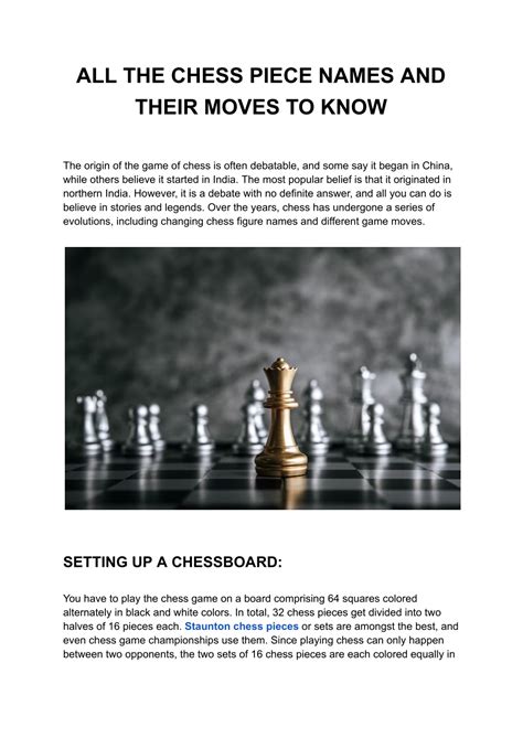 PPT - ALL THE CHESS PIECE NAMES AND THEIR MOVES TO KNOW PowerPoint ...
