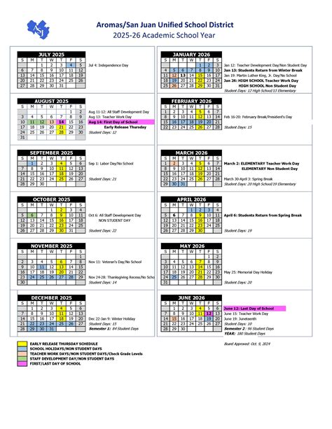Instructional Calendars | Aromas-San Juan USD