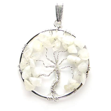 Buy Nature's Crest Rainbow Moonstone Tree of Life Pendant for Unisex ...