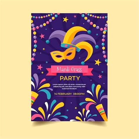 Flaches Design Karneval Poster Vorlage | Kostenlose Vektor