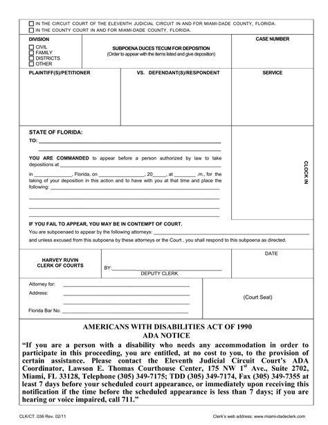 Subpoena Duces Tecum Deposition PDF Form - FormsPal