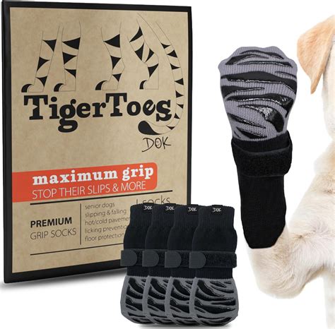 DOK TigerToes Premium Non-Slip Dog Socks for Hardwood Floors - Extra ...