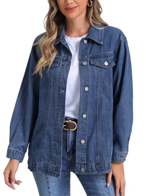 INSPIRE CHIC Long Denim Jacket for Women's Oversized Long Sleeve Pocket ...