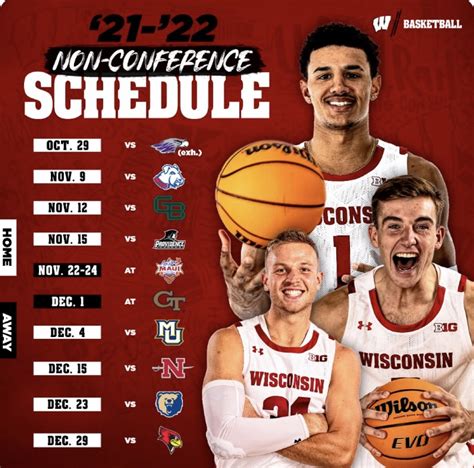 Wisconsin Badgers 2021-22 Men’s Basketball Non-Conference Schedule ...