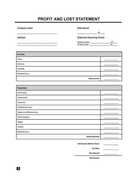 Profit and Loss Statement Template | Fill Online, Download & Print