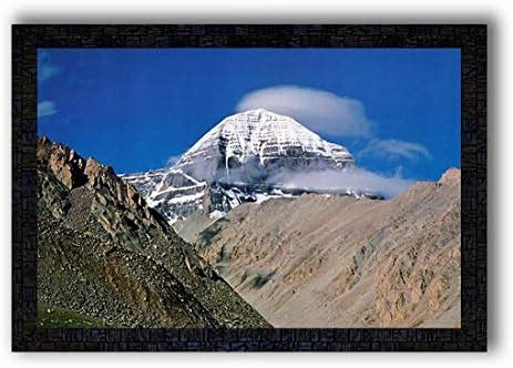 PNF Kailash Mansarovar with Wooden Synthetic Frame Painting (13.5x19 ...