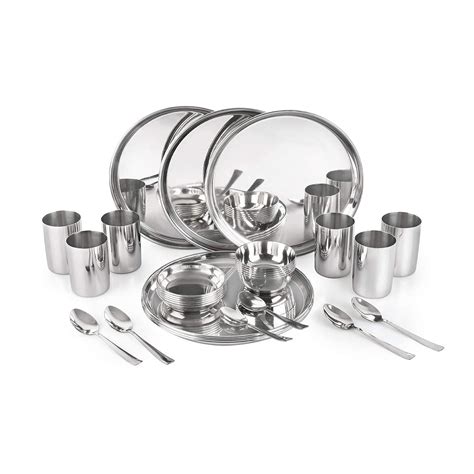 Shri ji Stainless Steel Heavy Grade Dinnerware Set of 31 Pieces ...