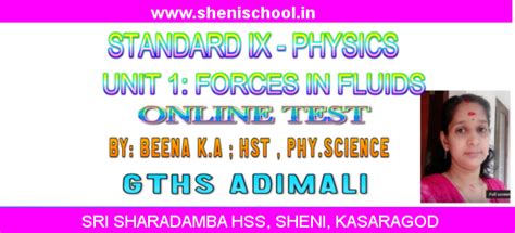 SHENIBLOG: STANDARD IX PHYSICS - UNIT 1: FORCES IN FLUIDS -ONLINE TEST EM