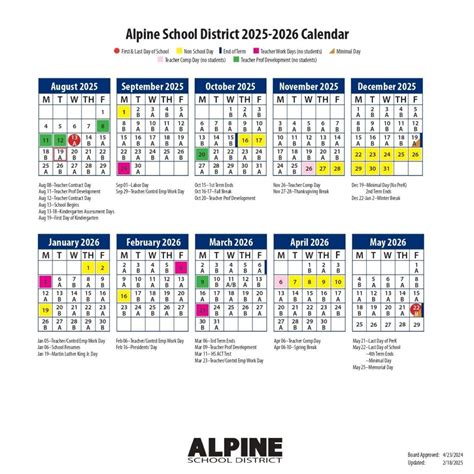Alpine School District Calendar 2025-2026 [Holidays]