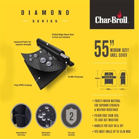 Char-Broil Diamond Series Medium 55-in W x 42-in H Black Fits Most ...