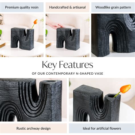 Black Contemporary N-Shaped Vase Online - Premium Vase | Nestasia