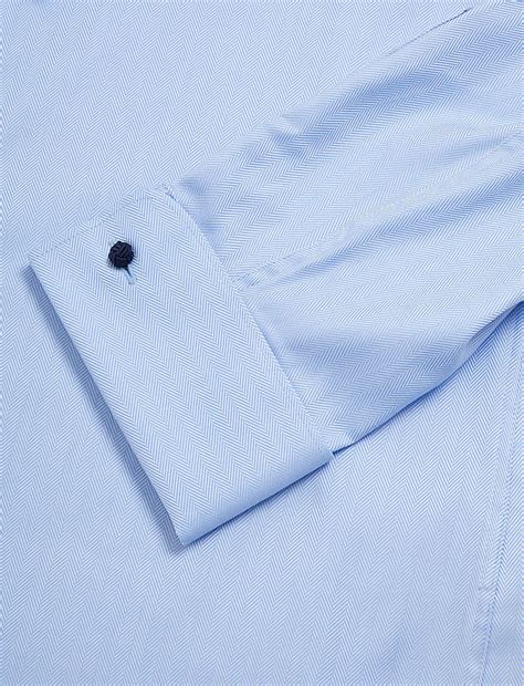 Buy Slim Fit Double Cuff Herringbone Shirt at Marks & Spencer