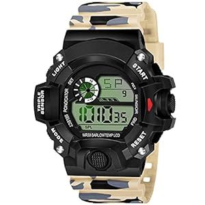SWADESI STUFF Rubber Multi Color Army Kid Digital Watch For Boys (Beige ...
