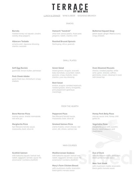 Terrace by Mix Mix menu in Costa Mesa, California, USA