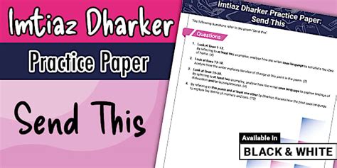 Imtiaz Dharker Practice Paper: Send This