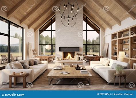 Farmhouse Living Room Vaulted Ceiling