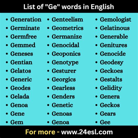 List of "Ge" words in English - 24esl.com