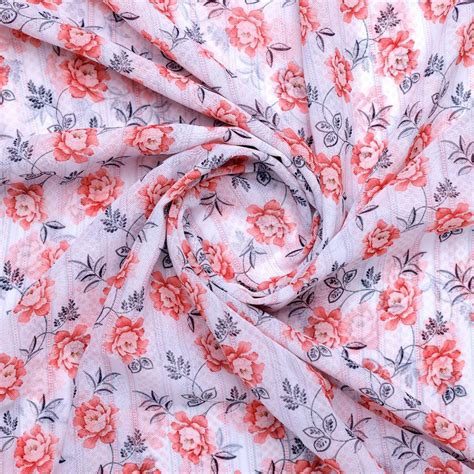 Weightless Digital Printed Polyester Fabric - Floral - Unstitched ...