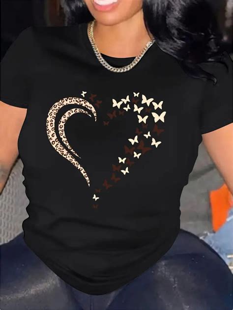 A Women'S Casual Heart-Shaped Printed T-Shirt - Soft And Comfortable ...
