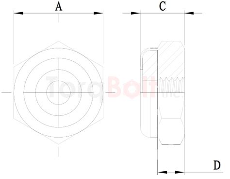 ASME B18.16.6 Nylon Insert Nuts Thin Type Dimensions Standards ...