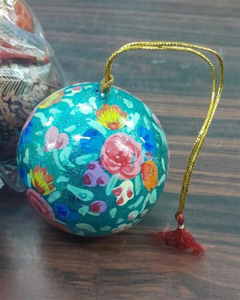 3" Handcrafted Kashmiri Paper Mache Christmas Tree Hanging Ball – VTI ...