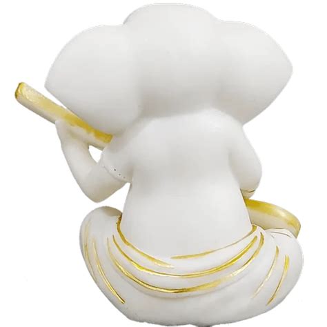 Marble Ganesh Statue - H 21.5 cm Mukut Ganesha Yellow Dhoti Statue ...