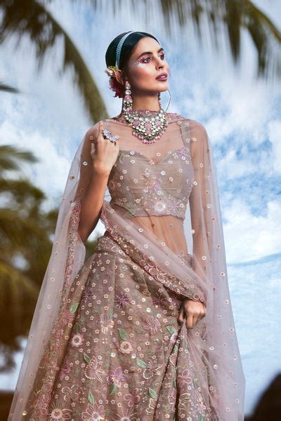 Rose gold Toned Organza Sequins & Zarkan embroidery Semi