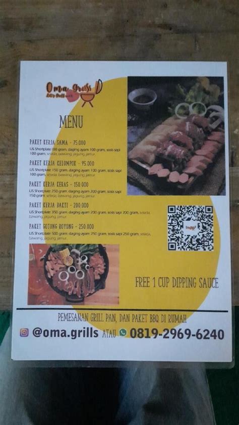 Menu at Oma Grill restaurant, South Tangerang
