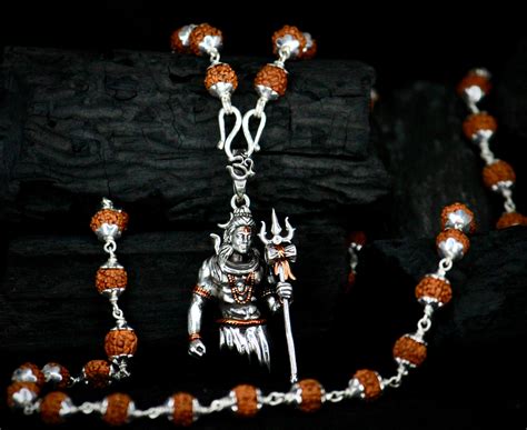 New lord shiva pendant with original Silver Rudraksha Mala – Jewllery ...
